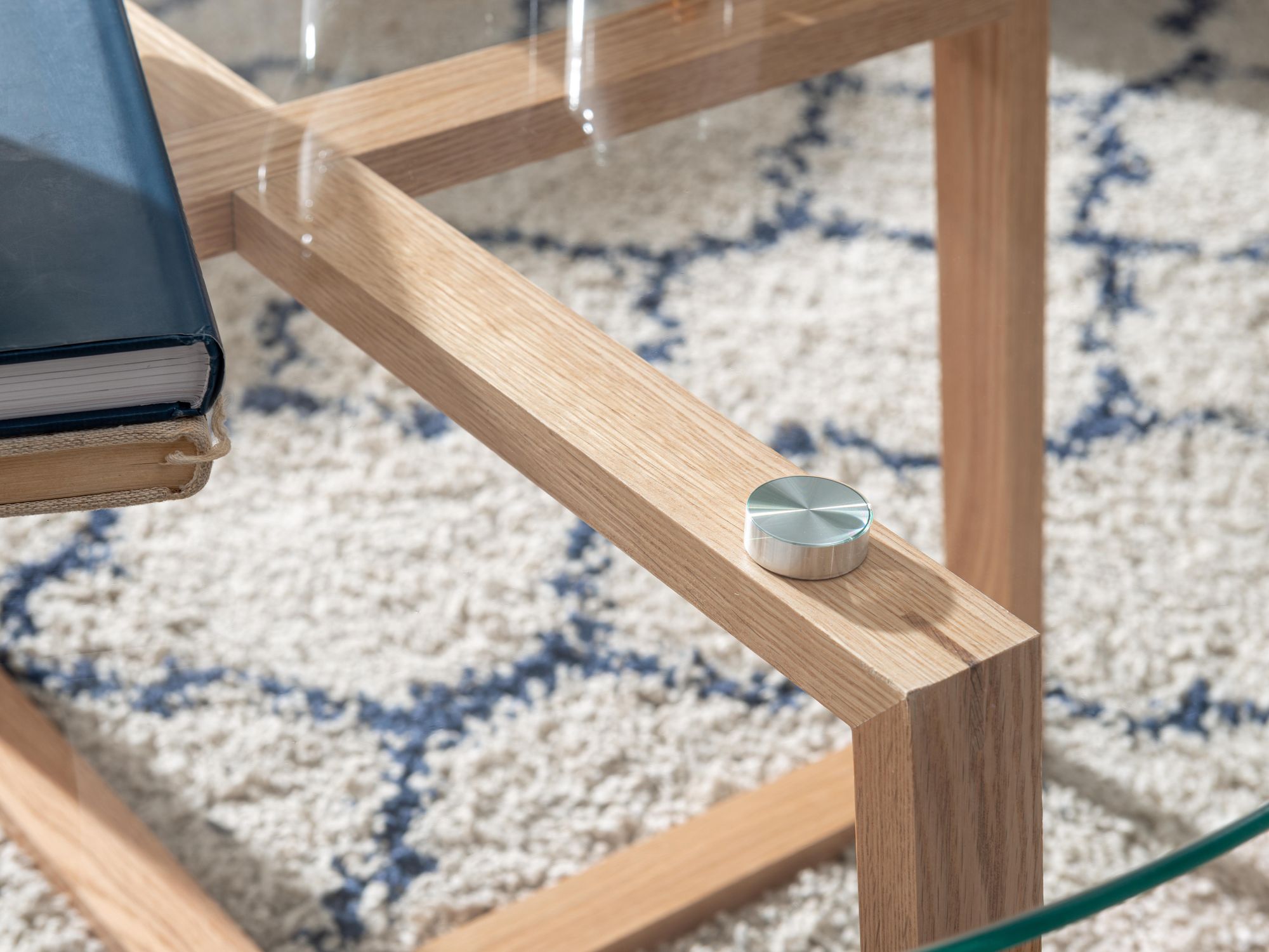 Couchtisch FineBuy Wohnzimmertisch Holz Glas Sofatisch Tisch Wohnzimmer Rund – Ansicht 5