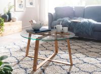 Couchtisch FineBuy Wohnzimmertisch Holz Glas Sofatisch Tisch Wohnzimmer Rund – Ansicht 2