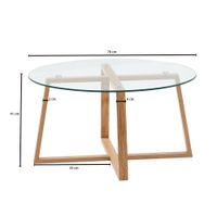 Couchtisch FineBuy Wohnzimmertisch Holz Glas Sofatisch Tisch Wohnzimmer Rund – Ansicht 3