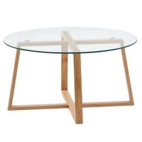 Couchtisch FineBuy Wohnzimmertisch Holz Glas Sofatisch Tisch Wohnzimmer Rund – Ansicht 6