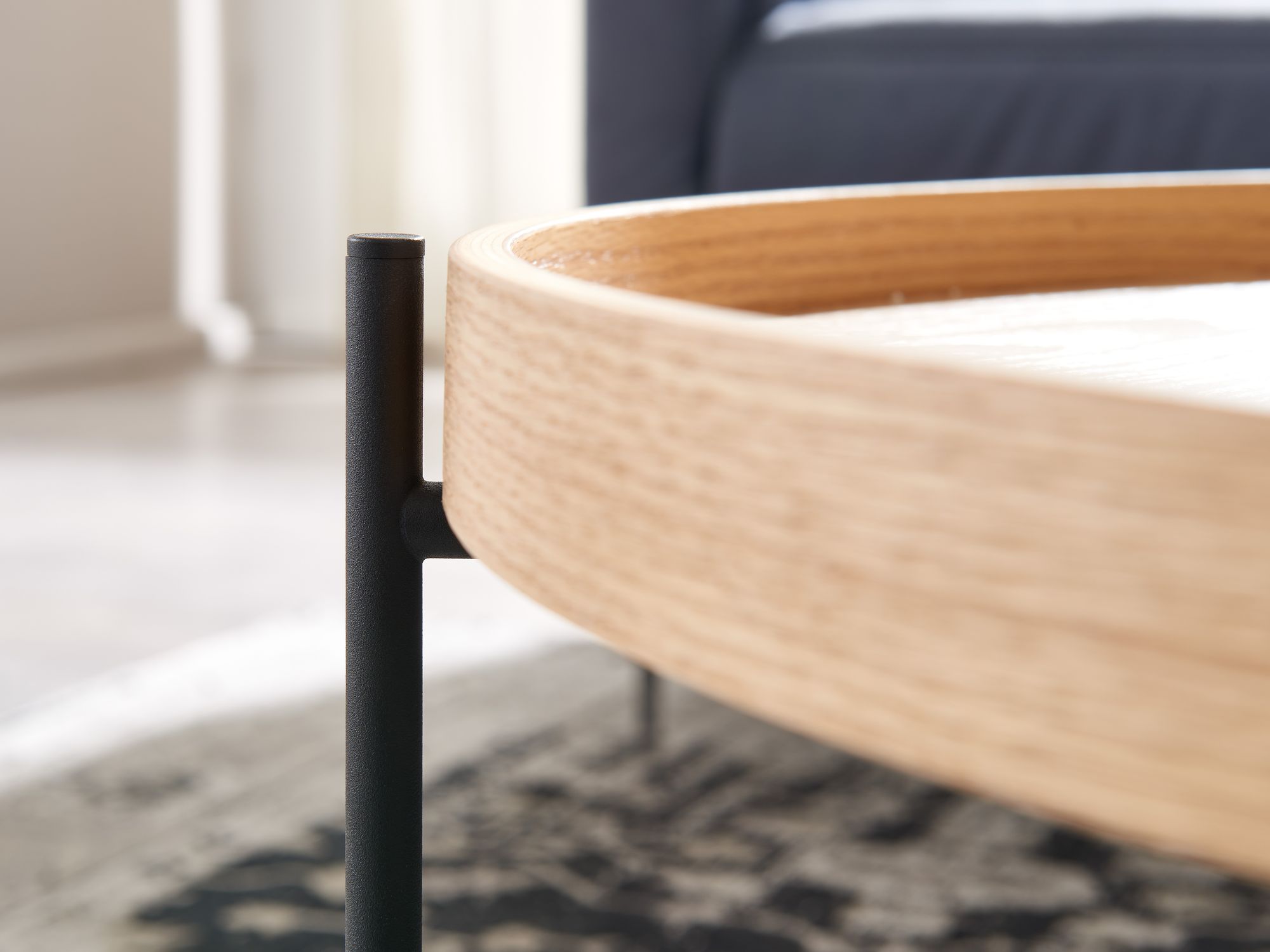 Couchtisch Rund 80cm Skandinavisches Eiche Design Wohnzimmertisch Kreuzgestell – Ansicht 5