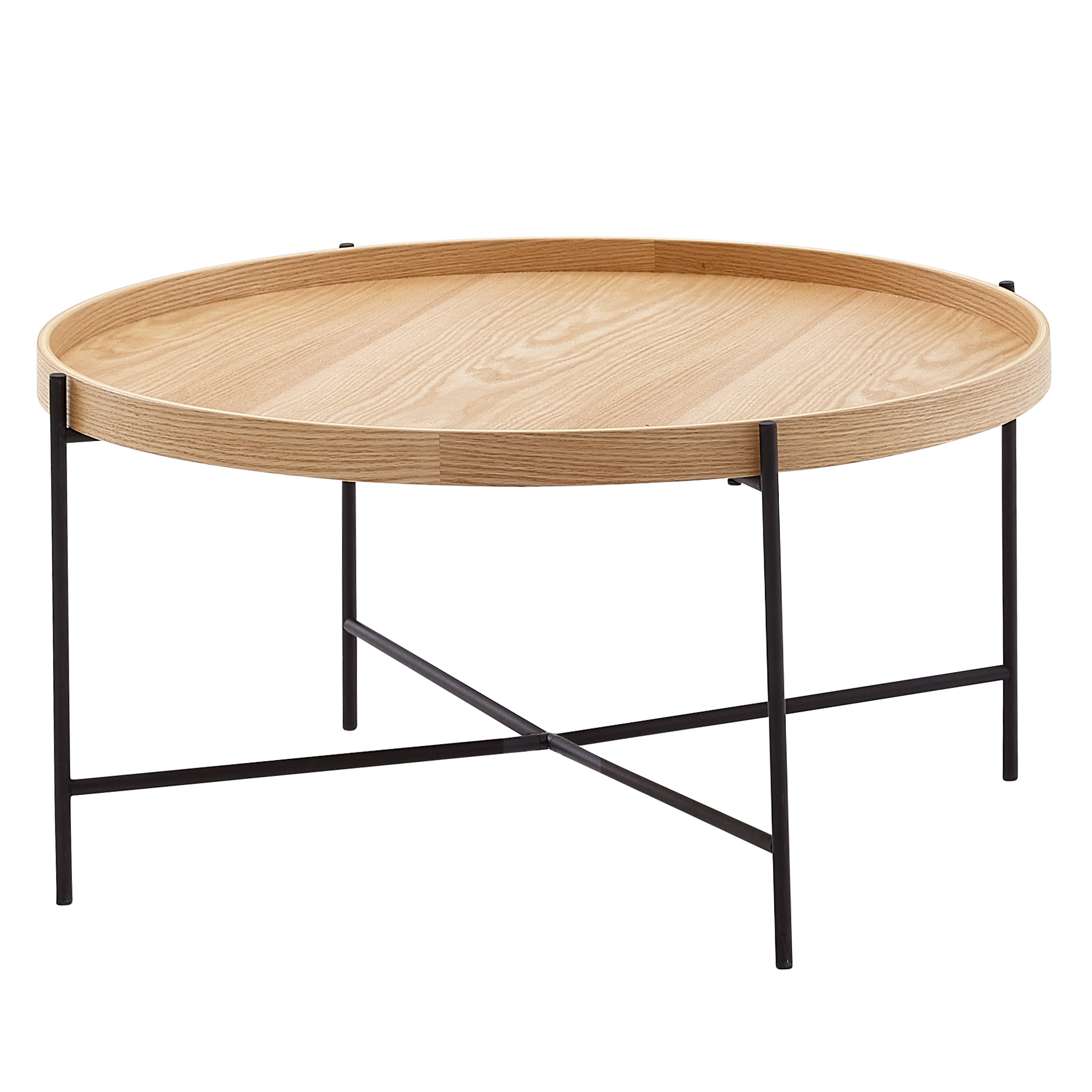 Couchtisch Rund 80cm Skandinavisches Eiche Design Wohnzimmertisch Kreuzgestell – Ansicht 7