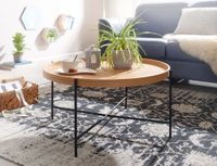 Couchtisch Rund 80cm Skandinavisches Eiche Design Wohnzimmertisch Kreuzgestell – Ansicht 2