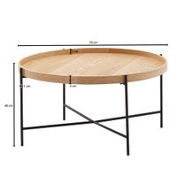 Couchtisch Rund 80cm Skandinavisches Eiche Design Wohnzimmertisch Kreuzgestell – Ansicht 3