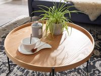 Couchtisch Rund 80cm Skandinavisches Eiche Design Wohnzimmertisch Kreuzgestell – Ansicht 4