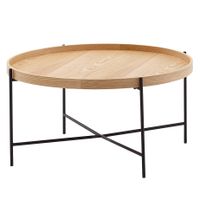 Couchtisch Rund 80cm Skandinavisches Eiche Design Wohnzimmertisch Kreuzgestell – Ansicht 7