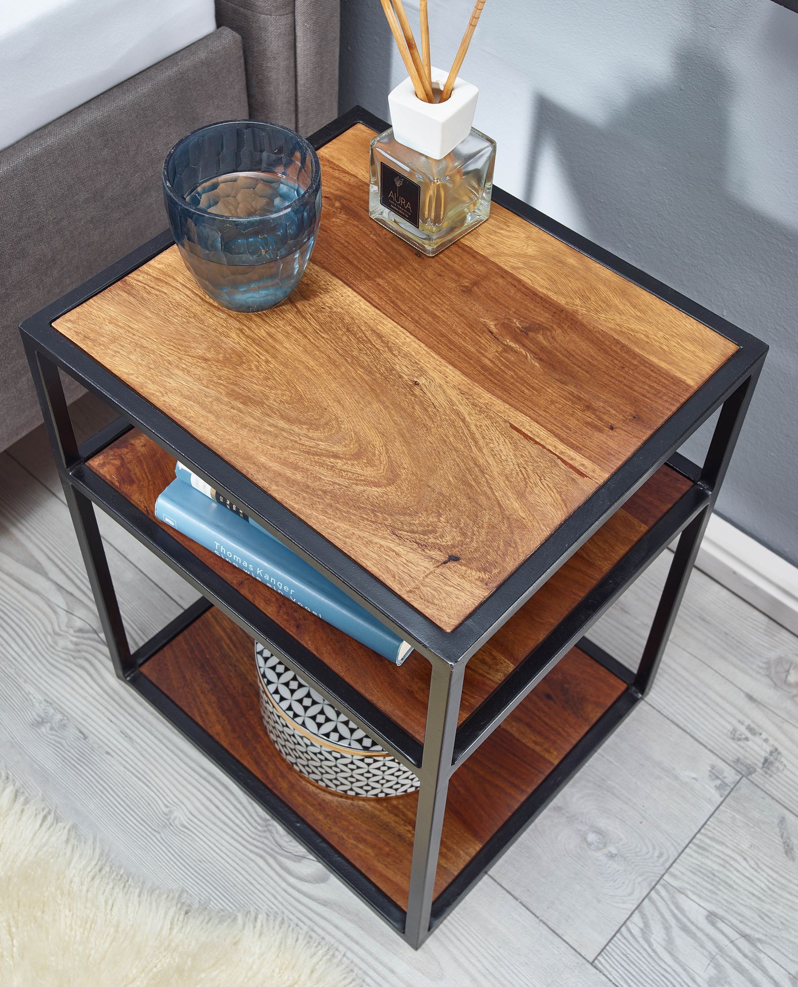 Nachttisch FineBuy Beistelltisch Boxspringbett Holz Massiv 40x50x35 cm Tisch – Ansicht 5