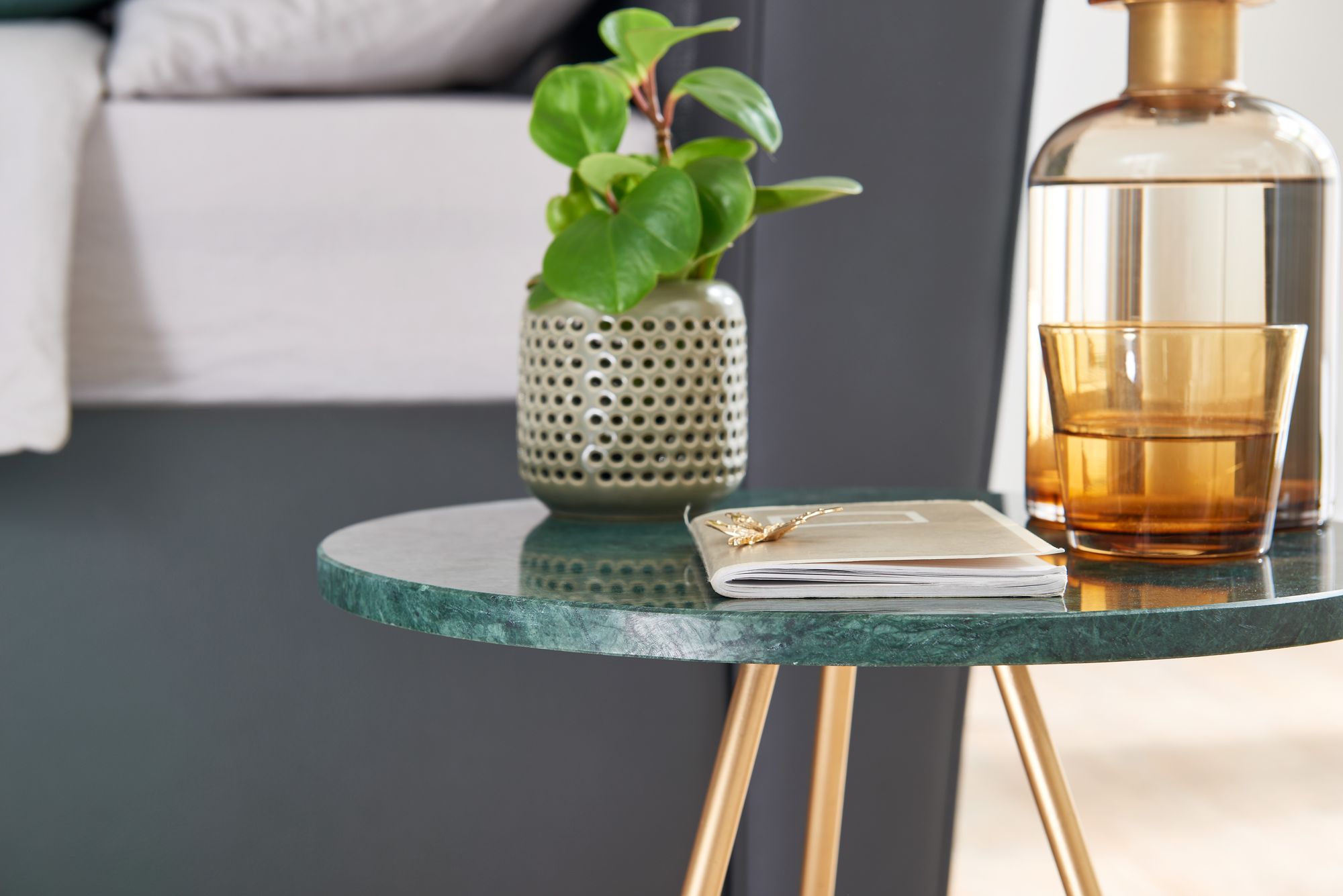 Beistelltisch FineBuy Sofatisch Echter Marmor Ø 38 cm Tisch Wohnzimmertisch Rund – Ansicht 5