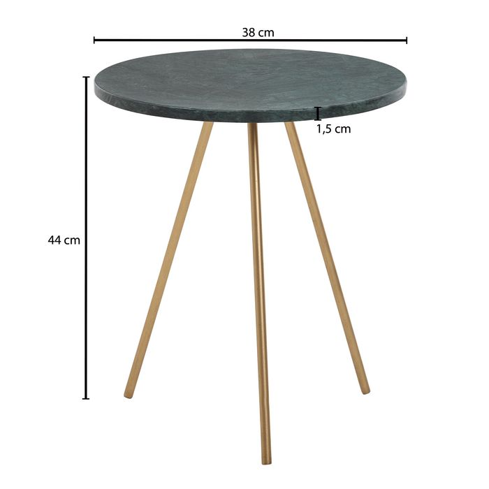 Beistelltisch FineBuy Sofatisch Echter Marmor Ø 38 cm Tisch Wohnzimmertisch Rund – Maßzeichnung