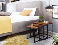 Satztisch FineBuy Beistelltisch 3er Set Holz Massiv Metall Couchtisch Tisch – Ansicht 2