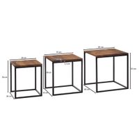 Satztisch FineBuy Beistelltisch 3er Set Holz Massiv Metall Couchtisch Tisch – Ansicht 3