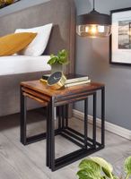 Satztisch FineBuy Beistelltisch 3er Set Holz Massiv Metall Couchtisch Tisch – Ansicht 4