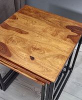 Satztisch FineBuy Beistelltisch 3er Set Holz Massiv Metall Couchtisch Tisch – Ansicht 5
