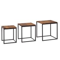 Satztisch FineBuy Beistelltisch 3er Set Holz Massiv Metall Couchtisch Tisch – Ansicht 6