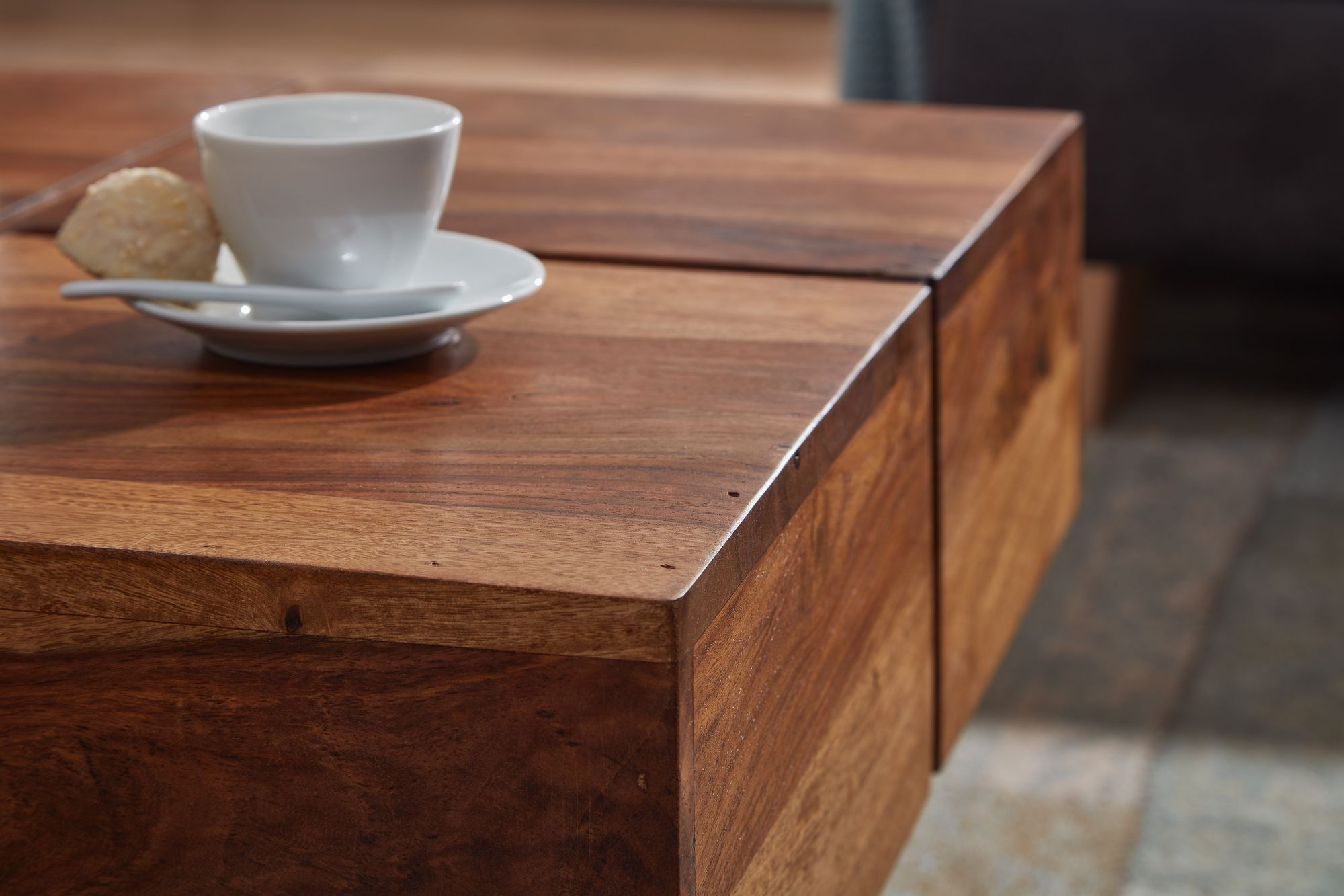 Couchtisch FineBuy Sofatisch Massivholz 57,5x57,5x30 cm Wohnzimmertisch Tisch – Ansicht 5