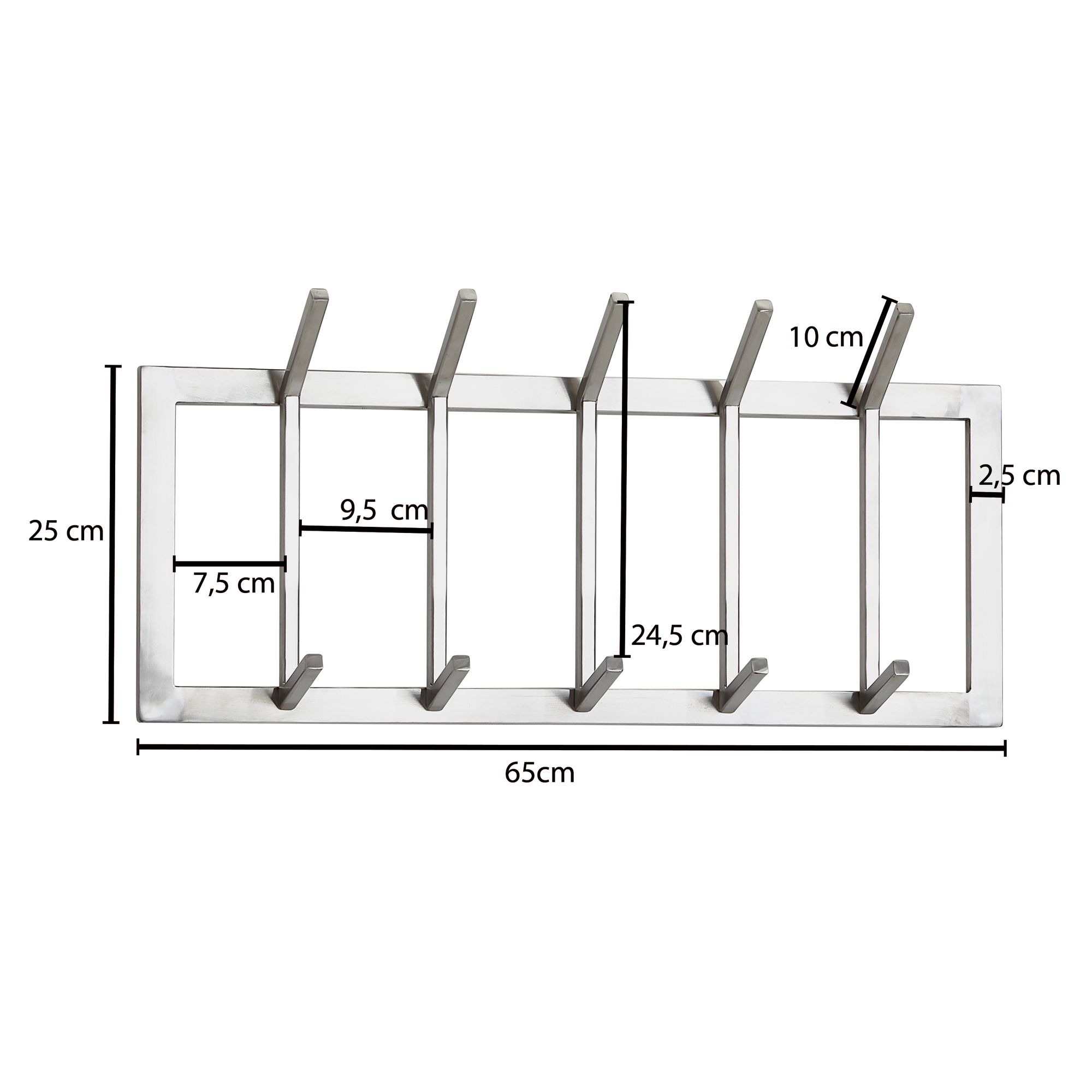 Wandgarderobe FineBuy Garderobe Metall 65 cm Silber Flur Hakenleiste Paneel – Ansicht 3