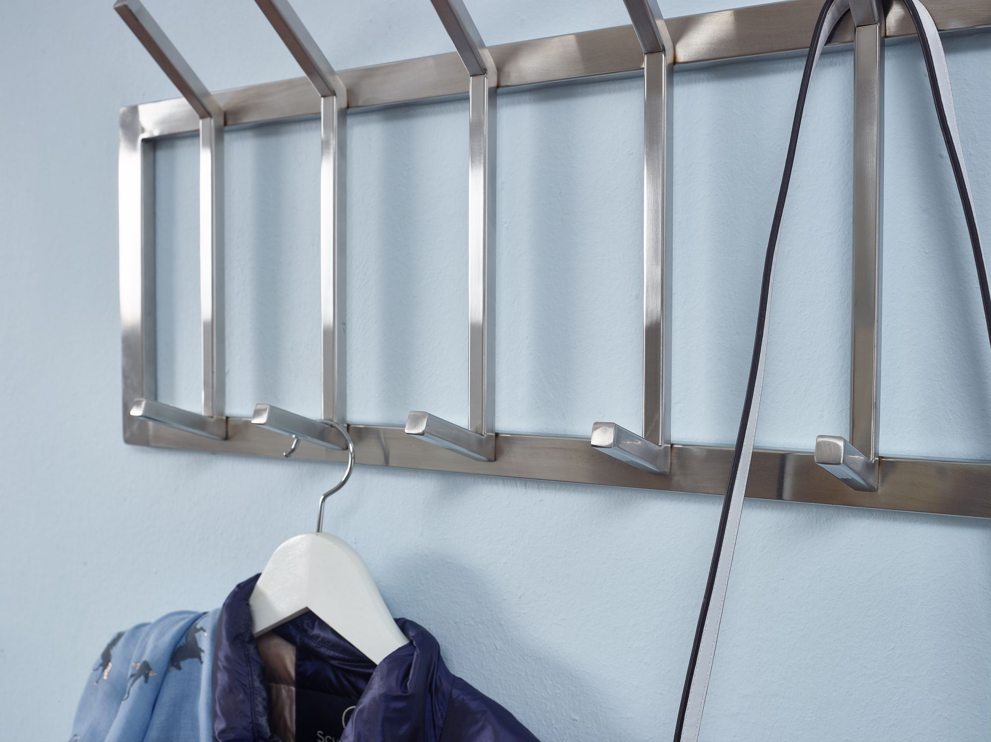Wandgarderobe FineBuy Garderobe Metall 65 cm Silber Flur Hakenleiste Paneel – Ansicht 4