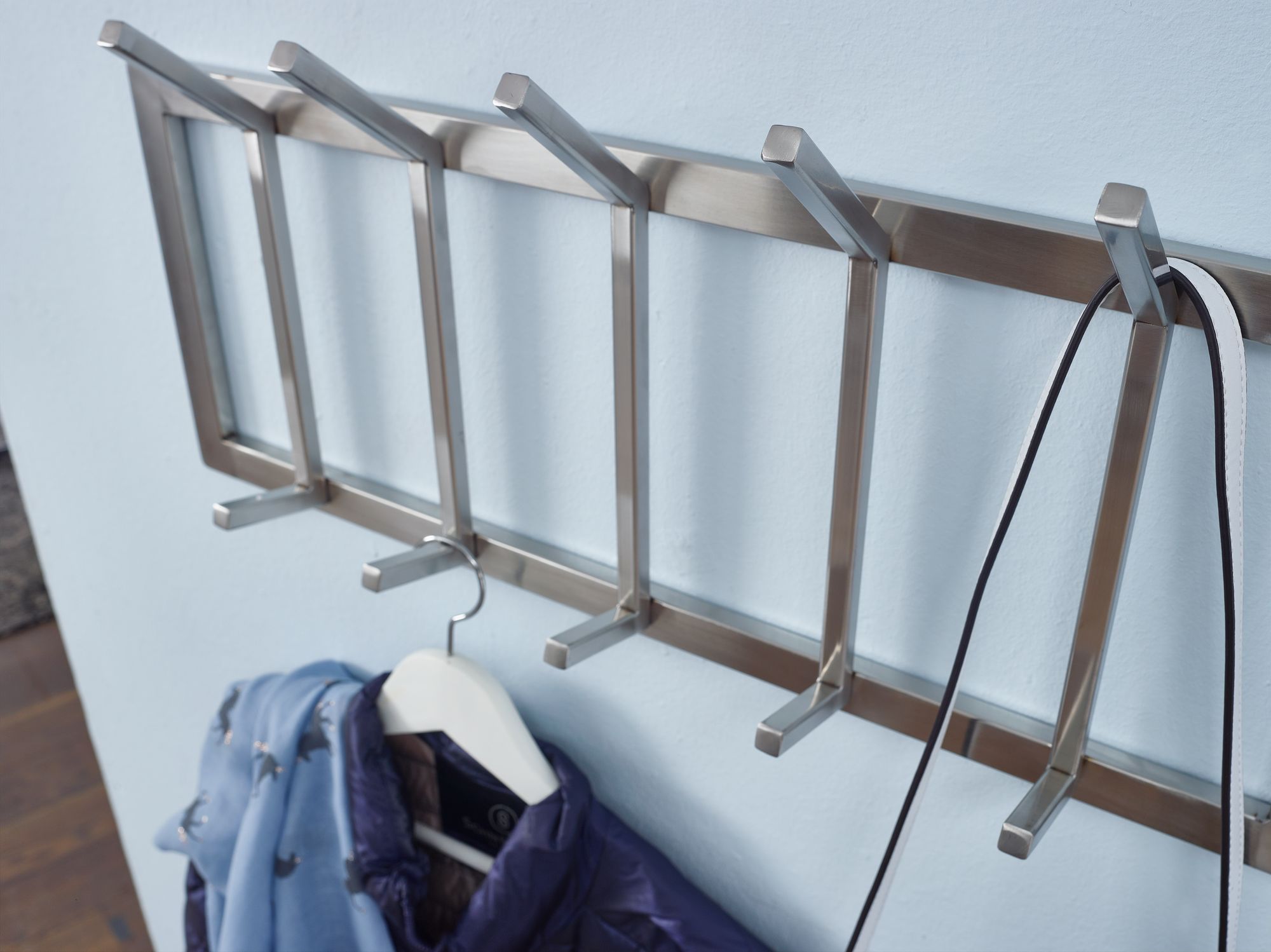 Wandgarderobe FineBuy Garderobe Metall 65 cm Silber Flur Hakenleiste Paneel – Ansicht 5