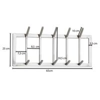 Wandgarderobe FineBuy Garderobe Metall 65 cm Silber Flur Hakenleiste Paneel – Ansicht 3