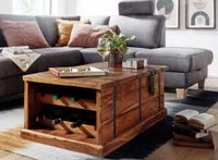 FineBuy Couchtisch Sheesham Massivholz Truhe mit Stauraum Wohnzimmertisch – Ansicht 2