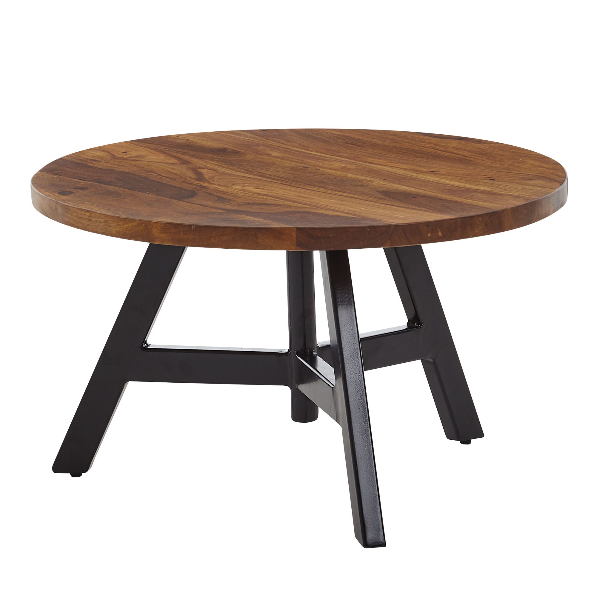 FineBuy Couchtisch Sheesham Massivholz rund Ø 60 cm | Wohnzimmertisch im Industrial Design mit stabilem Metallgestell | Handgefertigter Echtholz Tisch modern & edel | Farbe: Braun FineBuy Couchtisch Sheesham Massivholz rund Ø 60 cm | Wohnzimmertisch im Industrial Design mit stabilem Metallgestell | Handgefertigter Echtholz Tisch modern & edel | Farbe: Braun