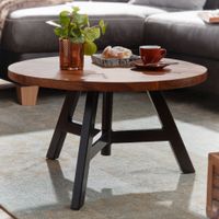 Couchtisch FineBuy Sofatisch Massivholz 60x60x35 cm Wohnzimmertisch Tisch Rund – Ansicht 1