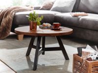 Couchtisch FineBuy Sofatisch Massivholz 60x60x35 cm Wohnzimmertisch Tisch Rund – Ansicht 2