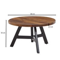 Couchtisch FineBuy Sofatisch Massivholz 60x60x35 cm Wohnzimmertisch Tisch Rund – Ansicht 3
