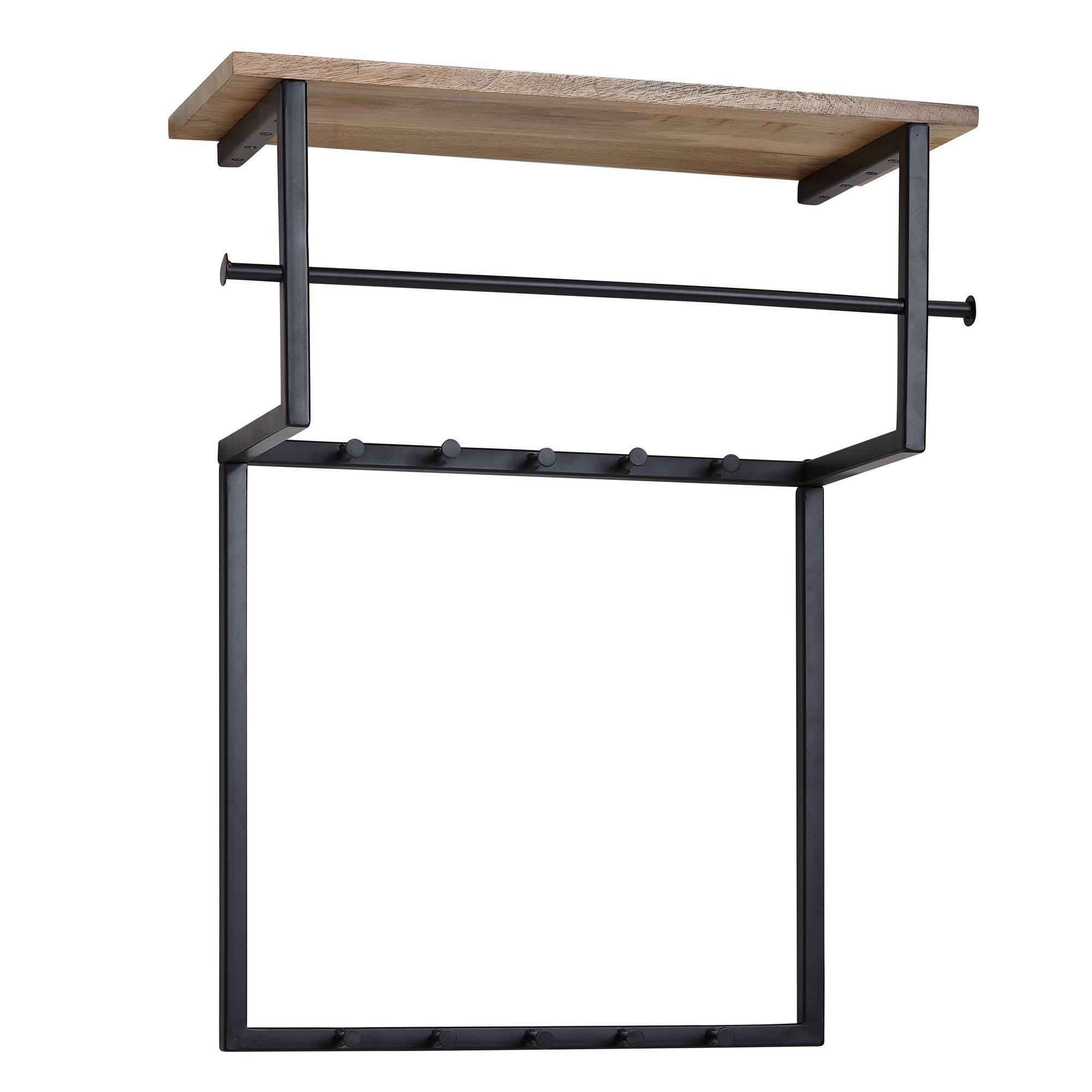 Wandgarderobe FineBuy Hakenleiste Holz Metall 60 cm Garderobe mit Ablage Flur – Ansicht 6