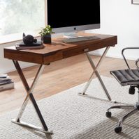 Schreibtisch FineBuy Bürotisch 120x55 cm Massivholz Metall Computertisch Tisch – Ansicht 1
