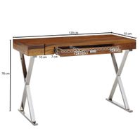 Schreibtisch FineBuy Bürotisch 120x55 cm Massivholz Metall Computertisch Tisch – Ansicht 3
