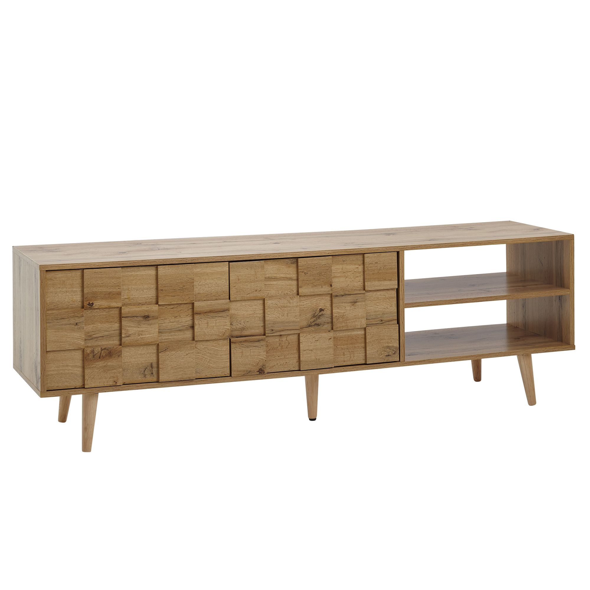 TV-Board Kommode 160cm MDF Eiche Dekor Design Front Lowboard mit 2 Türen Fernsehschrank – Ansicht 6