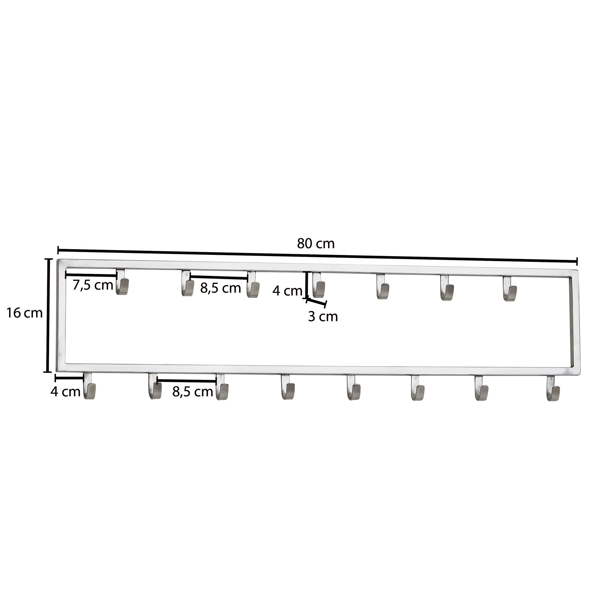 Wandgarderobe FineBuy Garderobe Metall Stahl Silber Flur Hakenleiste Paneel – Ansicht 3