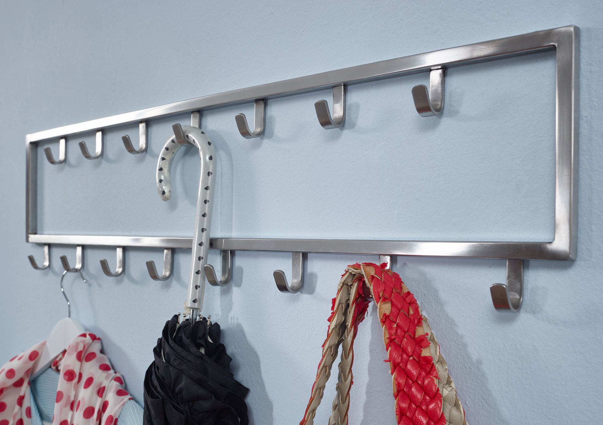 Wandgarderobe FineBuy Garderobe Metall Stahl Silber Flur Hakenleiste Paneel – Ansicht 4