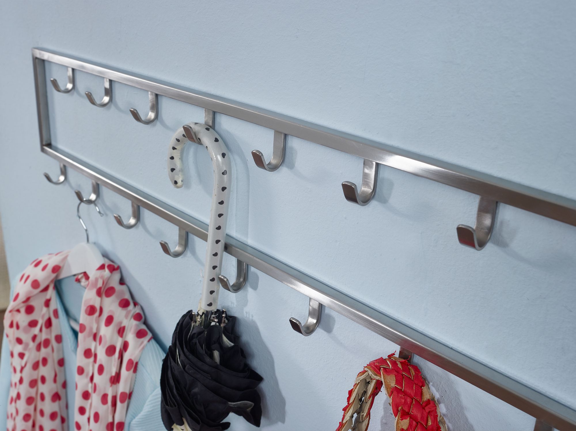 Wandgarderobe FineBuy Garderobe Metall Stahl Silber Flur Hakenleiste Paneel – Ansicht 5
