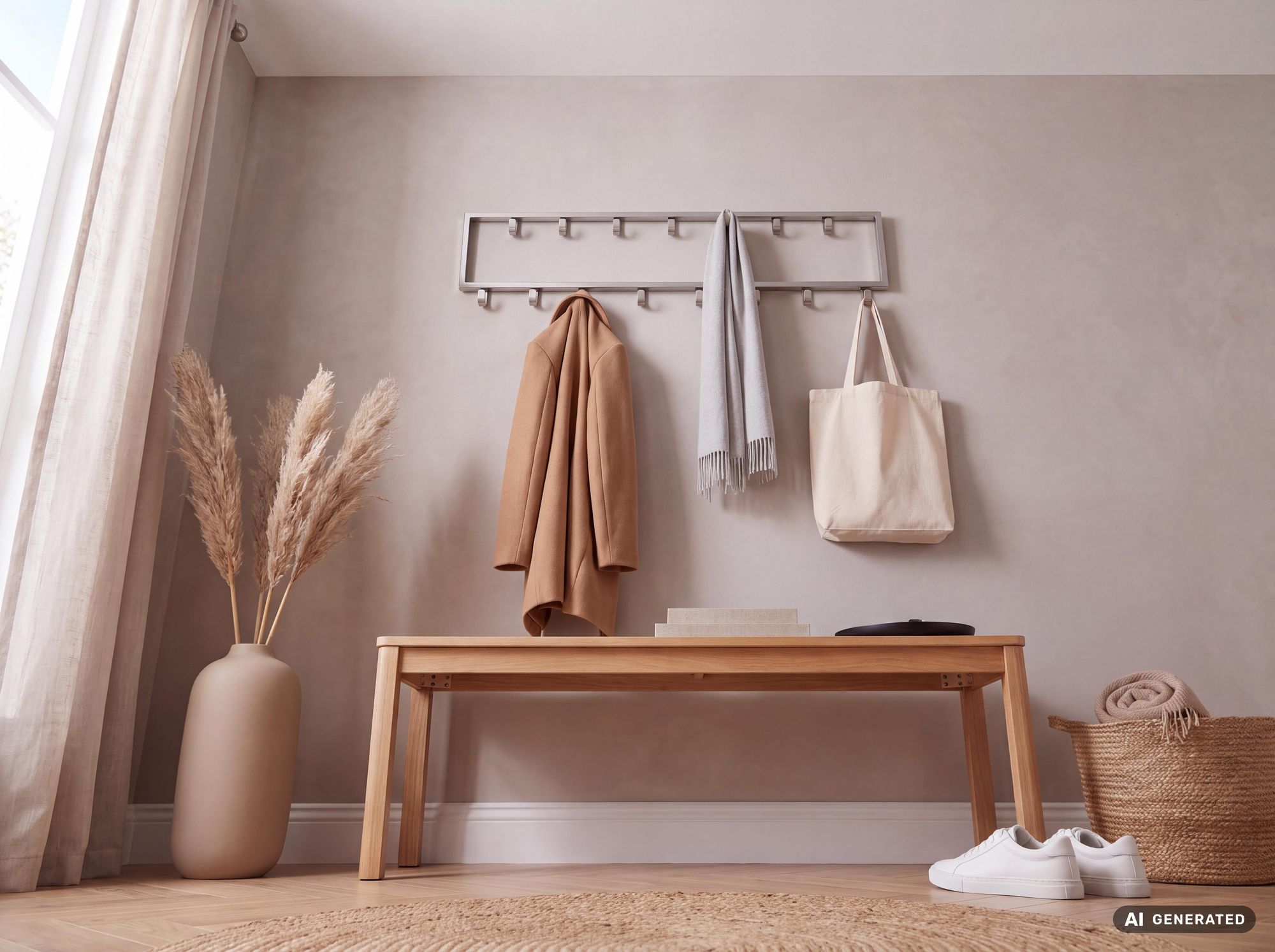 Wandgarderobe FineBuy Garderobe Metall Stahl Silber Flur Hakenleiste Paneel – Ansicht 4