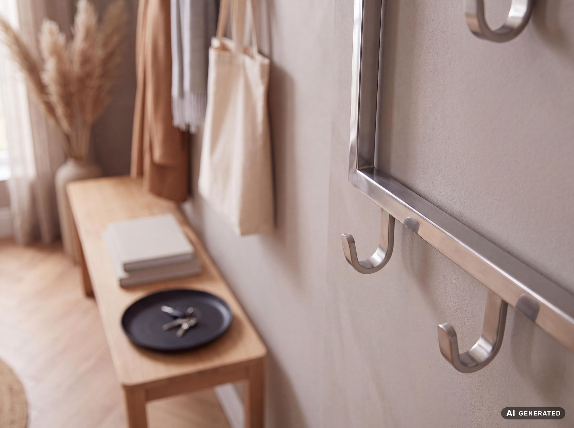 Wandgarderobe FineBuy Garderobe Metall Stahl Silber Flur Hakenleiste Paneel – Ansicht 5