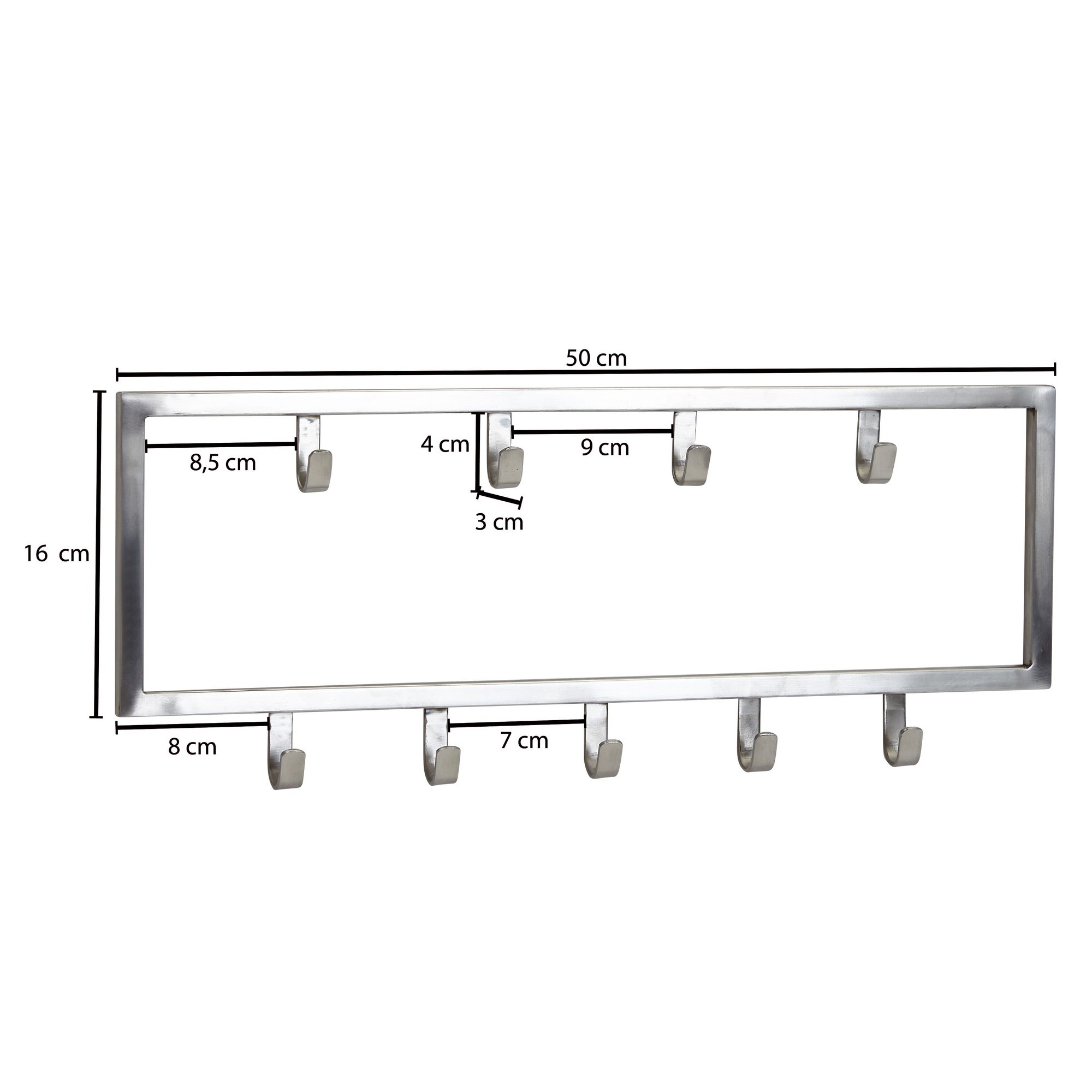 Wandgarderobe FineBuy Garderobe Metall Stahl Silber Flur Hakenleiste Paneel – Ansicht 3