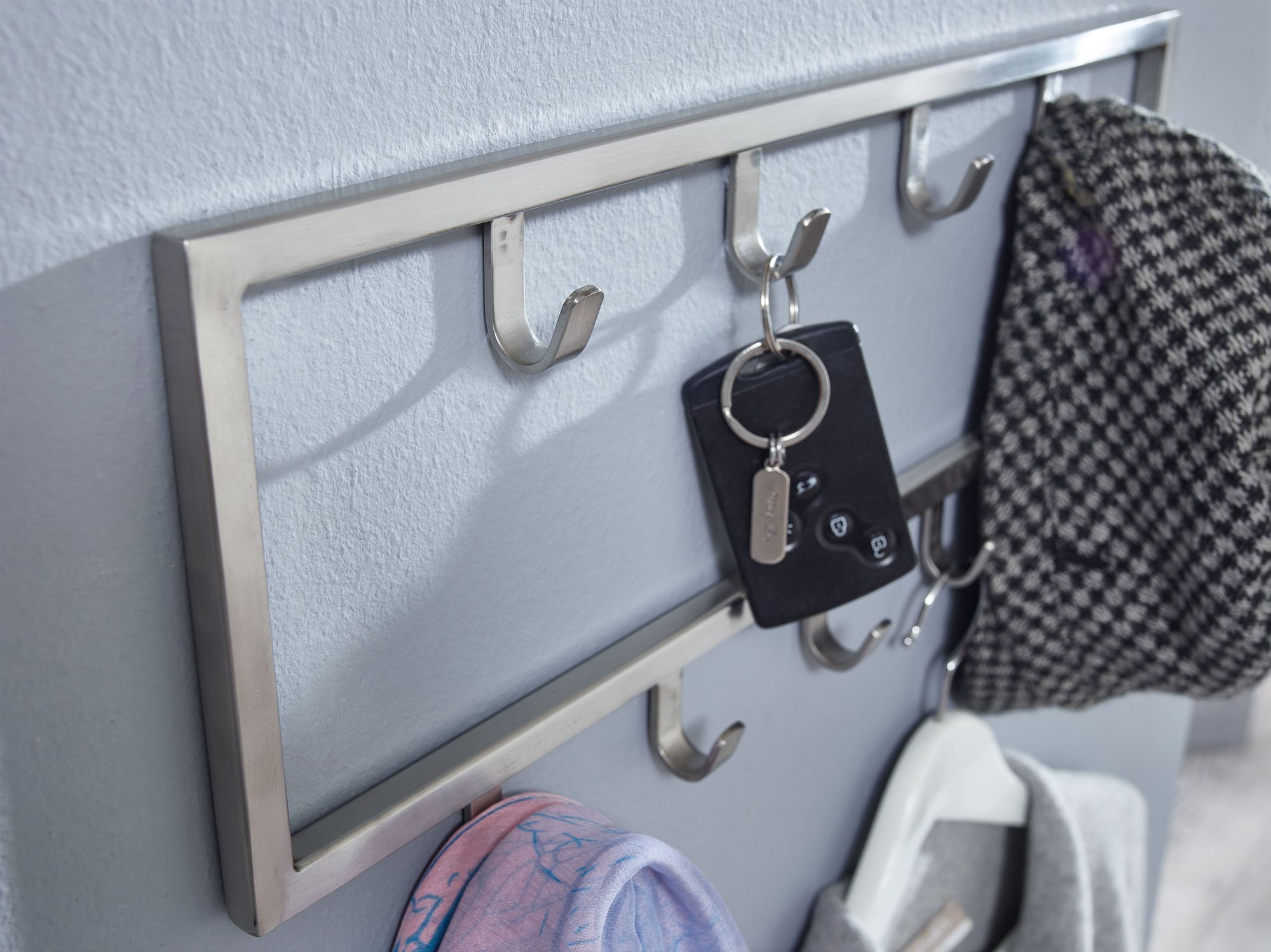 Wandgarderobe FineBuy Garderobe Metall Stahl Silber Flur Hakenleiste Paneel – Ansicht 4