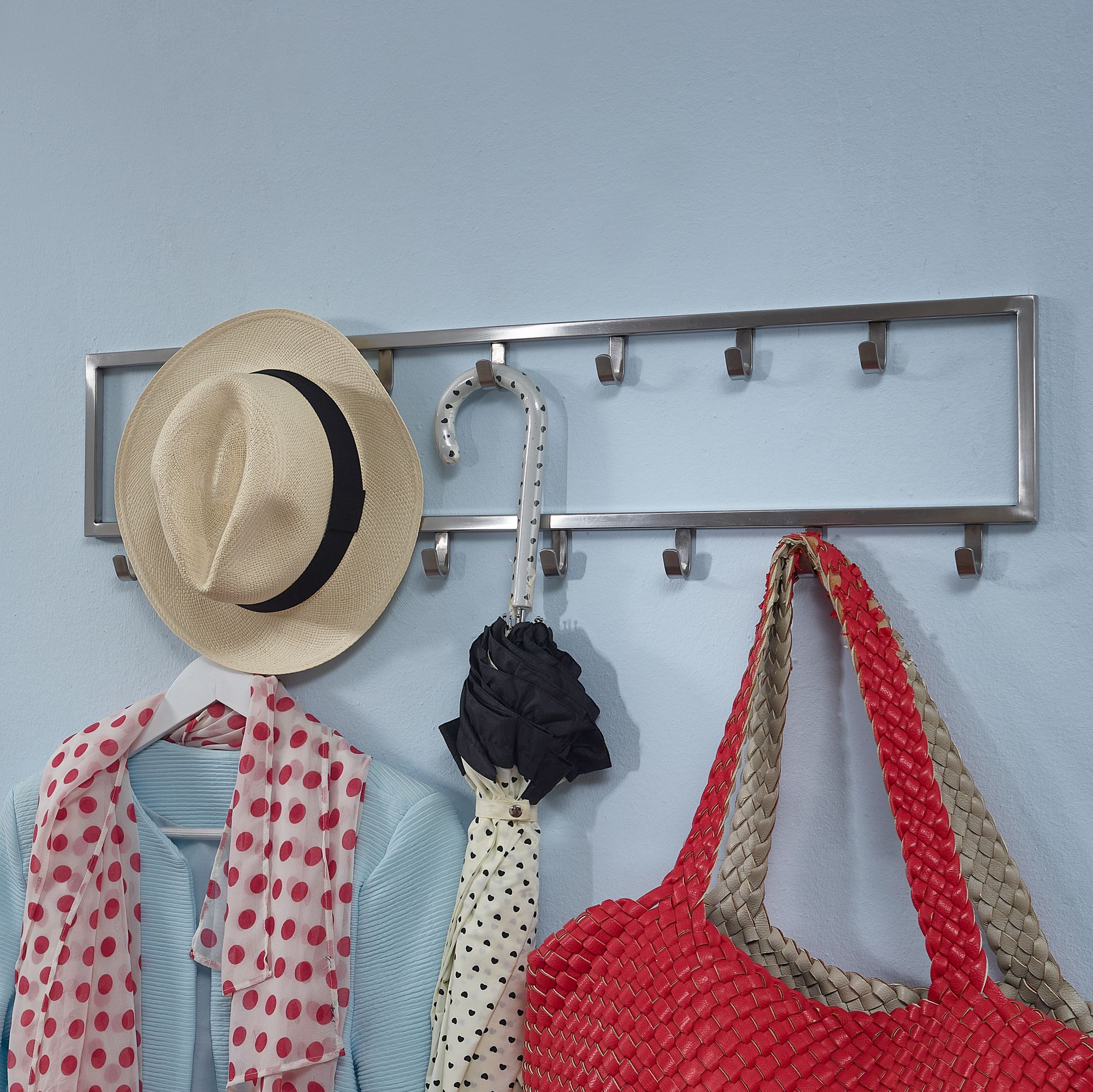 Wandgarderobe FineBuy Garderobe Metall Stahl Silber Flur Hakenleiste Paneel – Ansicht 1