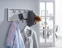 Wandgarderobe FineBuy Garderobe Metall Stahl Silber Flur Hakenleiste Paneel – Ansicht 2