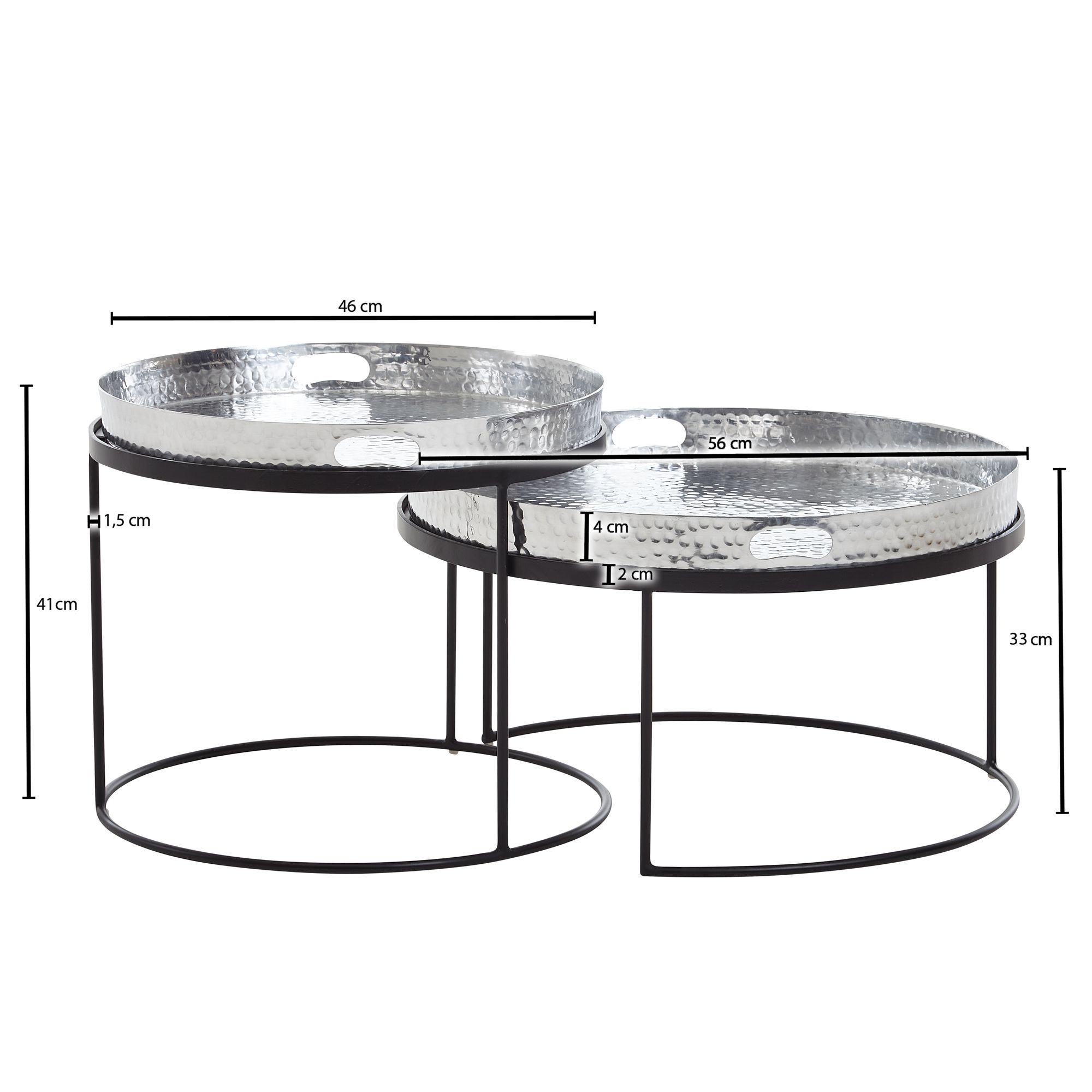 Couchtisch FineBuy Set Metall Tabletttisch Sofatisch Beistelltisch Tisch Rund – Ansicht 3
