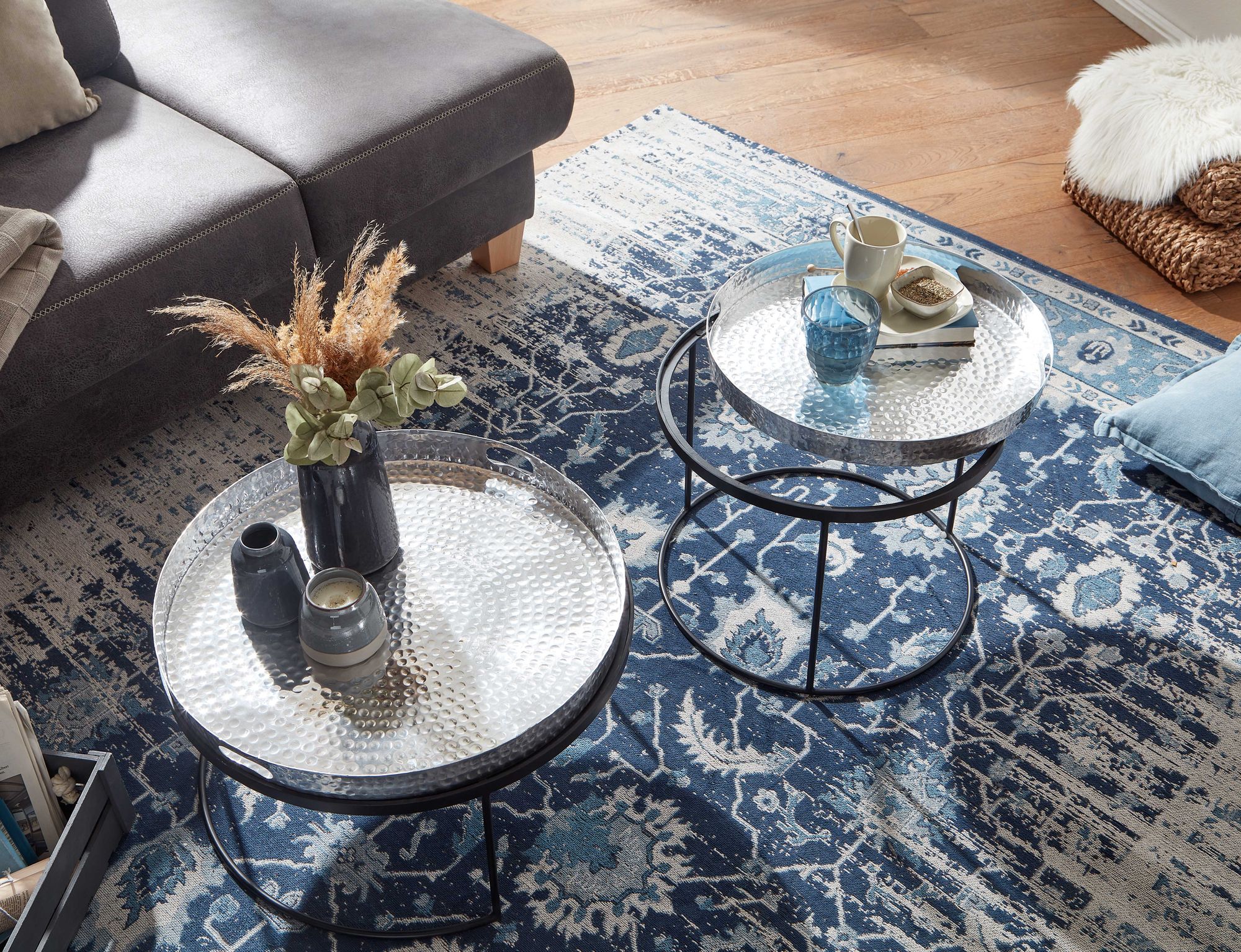 Couchtisch FineBuy Set Metall Tabletttisch Sofatisch Beistelltisch Tisch Rund – Ansicht 4