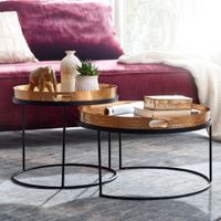Couchtisch FineBuy Set Metall Tabletttisch Sofatisch Beistelltisch Tisch Rund – Ansicht 1