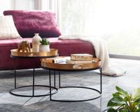 Couchtisch FineBuy Set Metall Tabletttisch Sofatisch Beistelltisch Tisch Rund – Ansicht 2