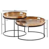Couchtisch FineBuy Set Metall Tabletttisch Sofatisch Beistelltisch Tisch Rund – Ansicht 3