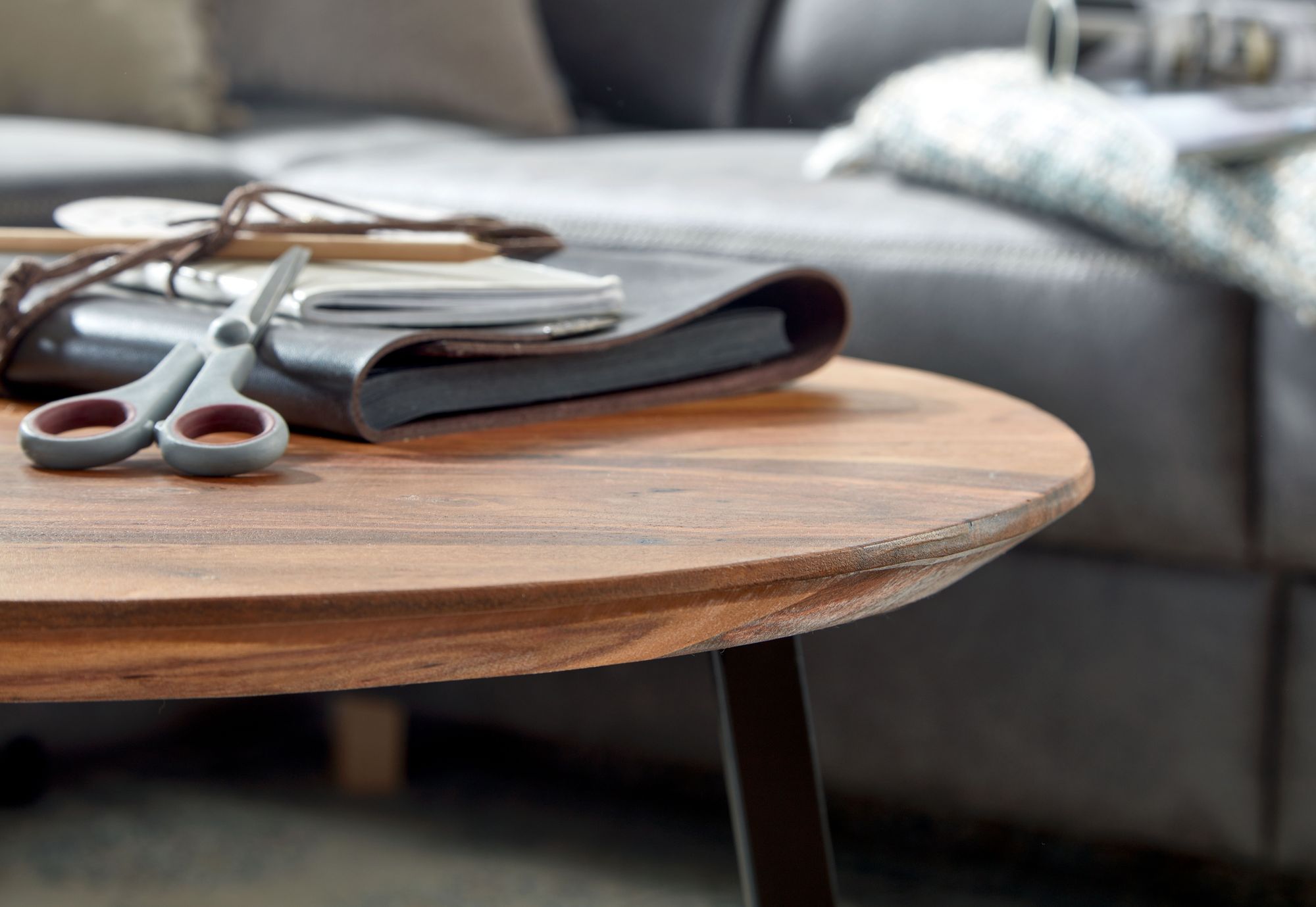 FineBuy Couchtisch Sheesham Massivholz rund Ø 60 cm | Wohnzimmertisch Holz – Ansicht 4