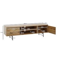 TV-Board Kommode 160cm MDF Eiche Dekor Design Lowboard mit 2 Türen & Ablage Fernsehschrank – Ansicht 3