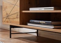 TV-Board Kommode 160cm MDF Eiche Dekor Design Lowboard mit 2 Türen & Ablage Fernsehschrank – Ansicht 5