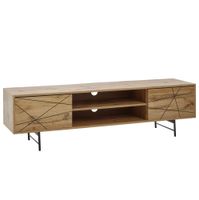 TV-Board Kommode 160cm MDF Eiche Dekor Design Lowboard mit 2 Türen & Ablage Fernsehschrank – Ansicht 6